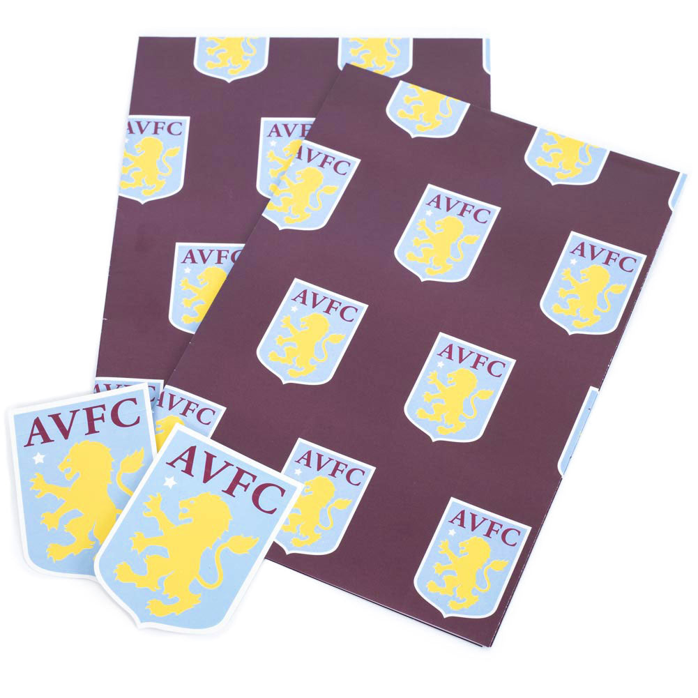 Aston Villa FC Text Gift Wrap - Shop Gift Wrap & Bags At Gift Moments - 1