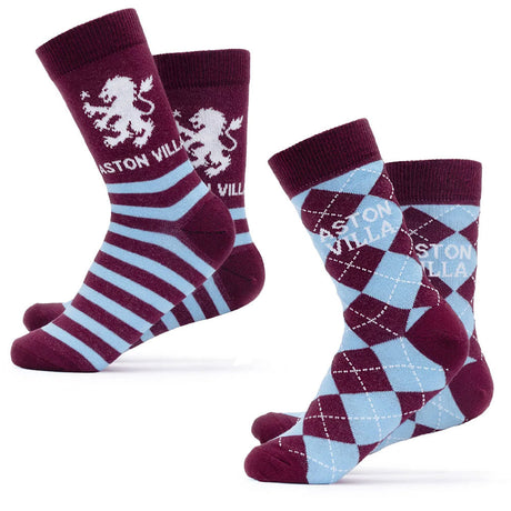 Aston Villa FC Twin Pack Dress Socks 7-11: 1 - Clothing By Aston Villa
