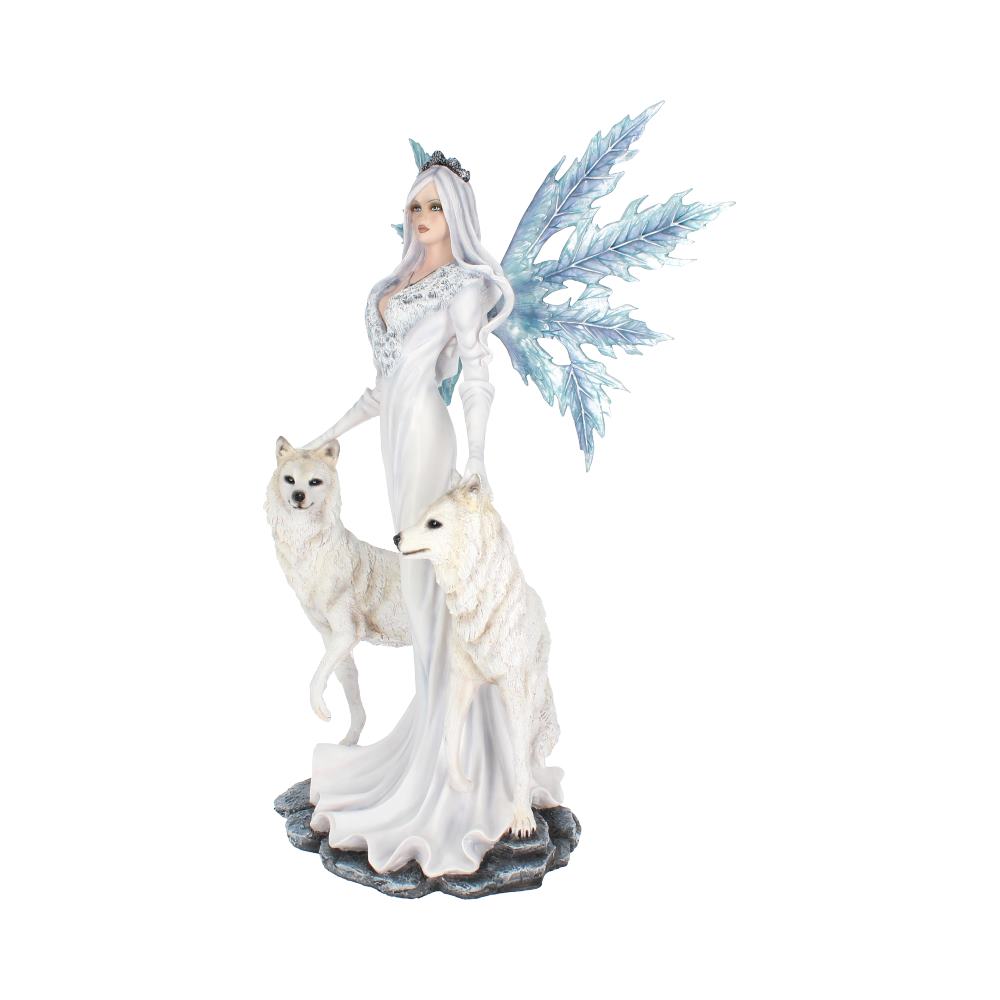 Aura Large Ice Fairy with Two Winter Wolf Companions Figurine: 3 - Figurines Extra Large (Over 50cm) By Gift Moments