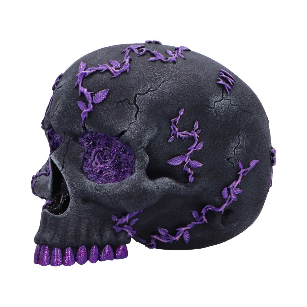 Rose Geode Skull Black and Purple Gothic Skull Figurine