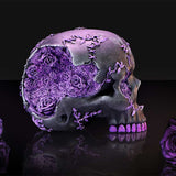 Rose Geode Skull Black and Purple Gothic Skull Figurine