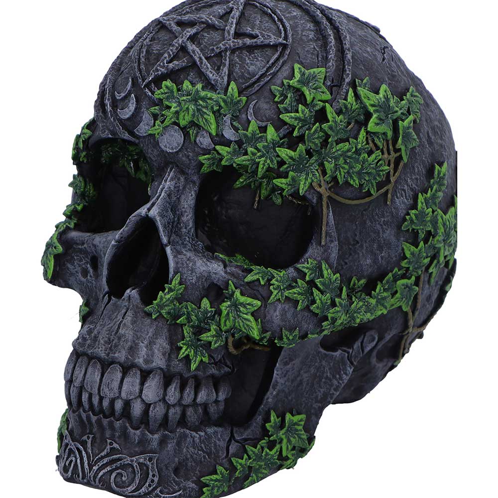 Aged Pentagram Skull Figurine
