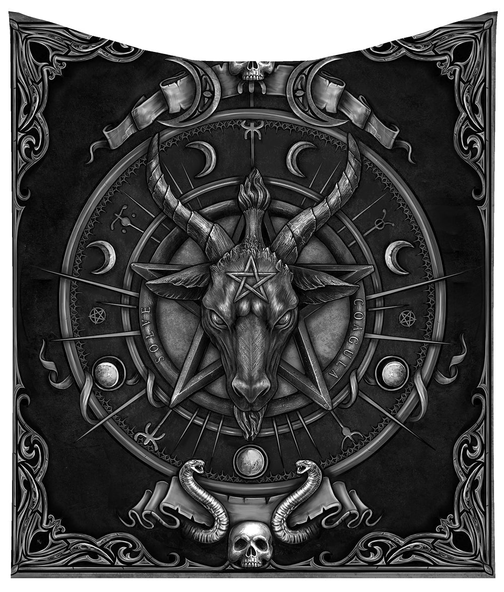 Baphomet Triple Horn Sabbatic Goat Throw Blanket: 2 - Throws By NN Designs