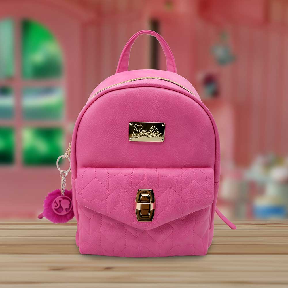 Hot Pink Barbie Backpack with Gold Logo: 1 - Bags By Barbie