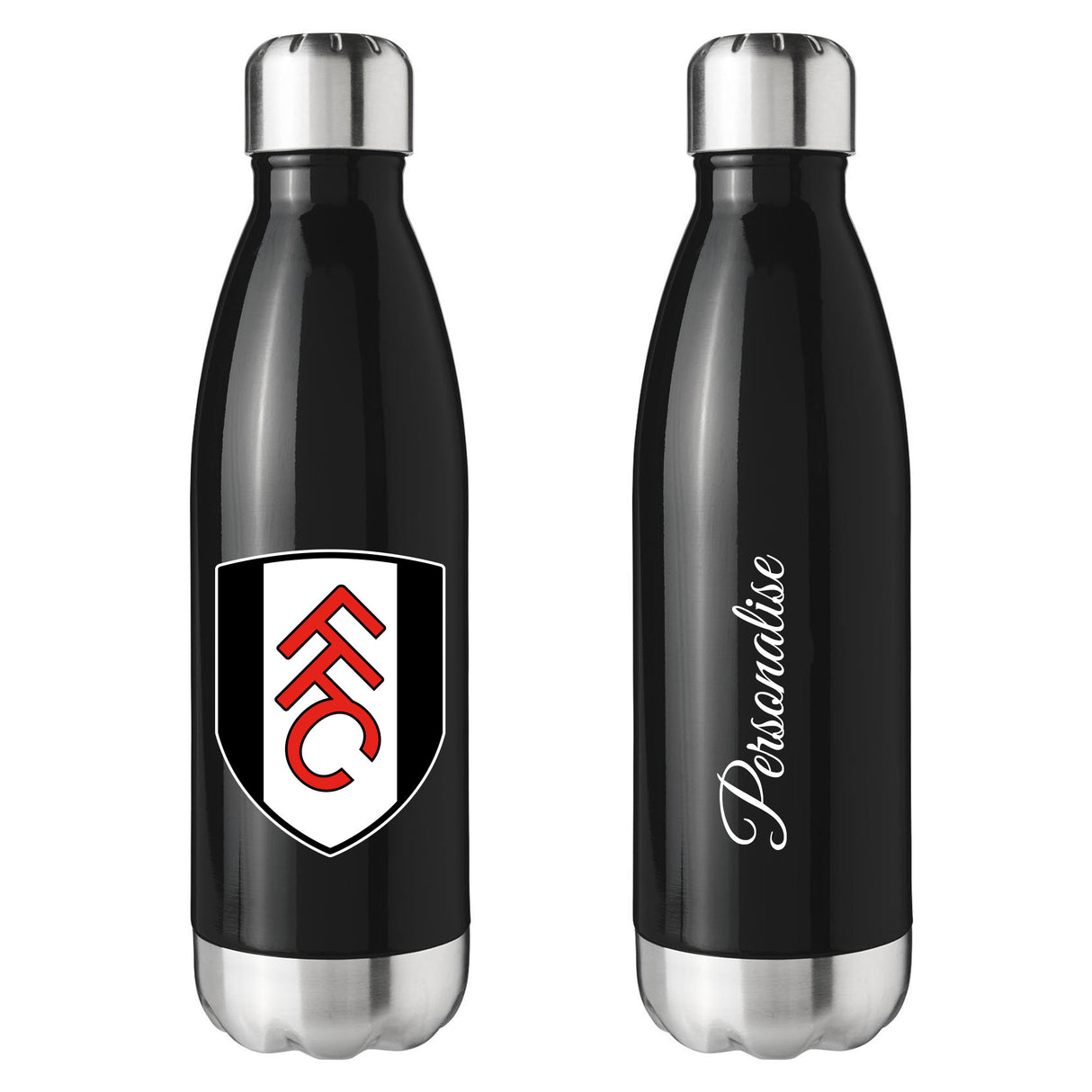 Personalised Fulham FC Crest Black Insulated Water Bottle