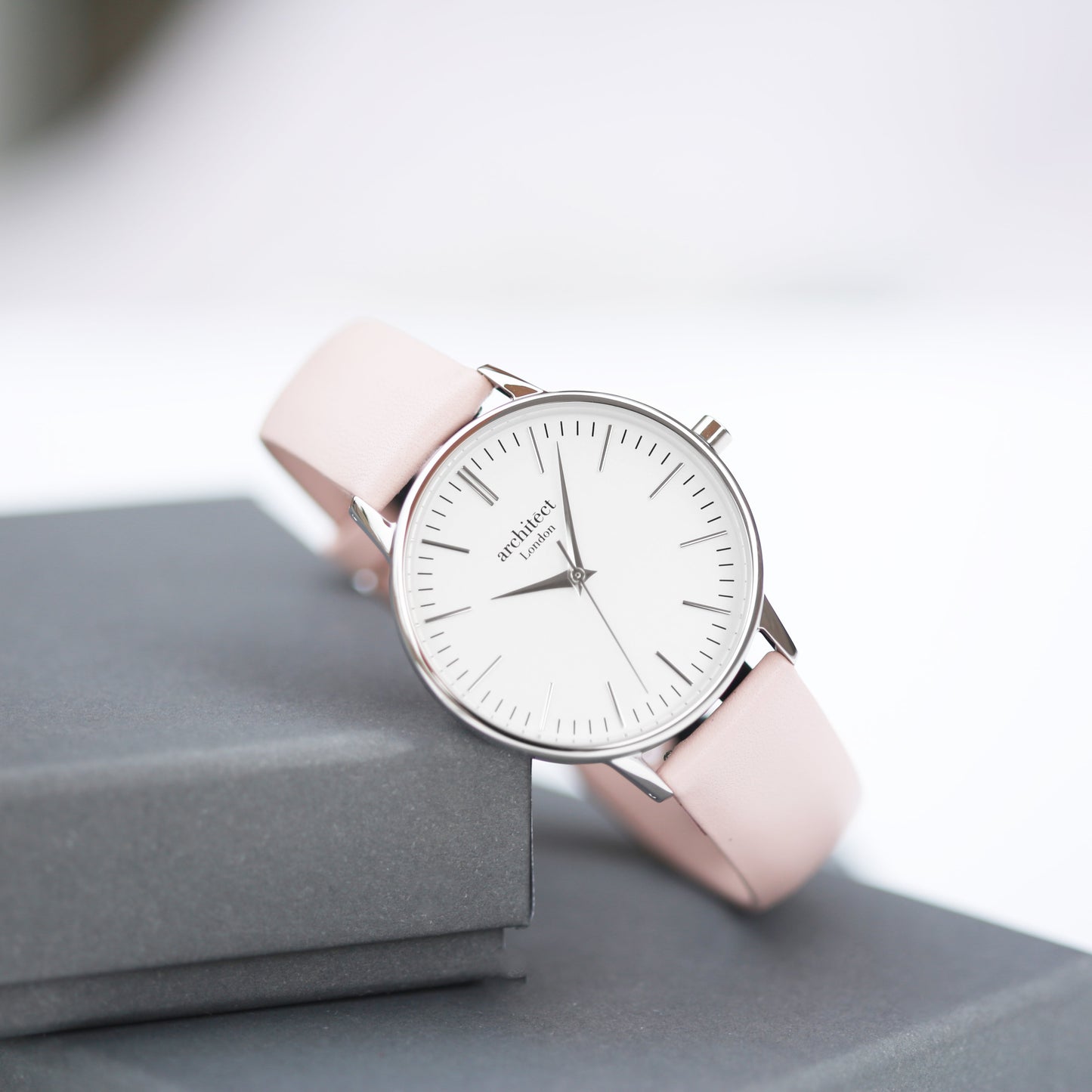 Bespoke Architect Blanc Watch Silver Light Pink Strap: 4 - Watches By Architect Watches