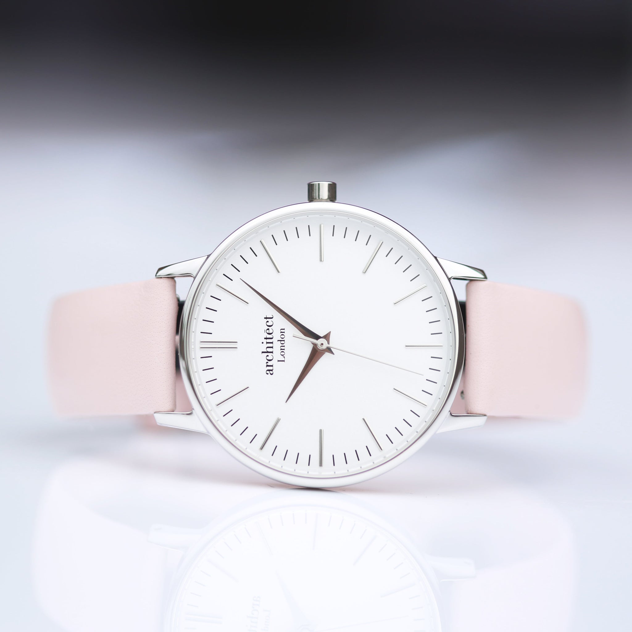 Bespoke Architect Blanc Watch Silver Light Pink Strap: 1 - Watches By Architect Watches