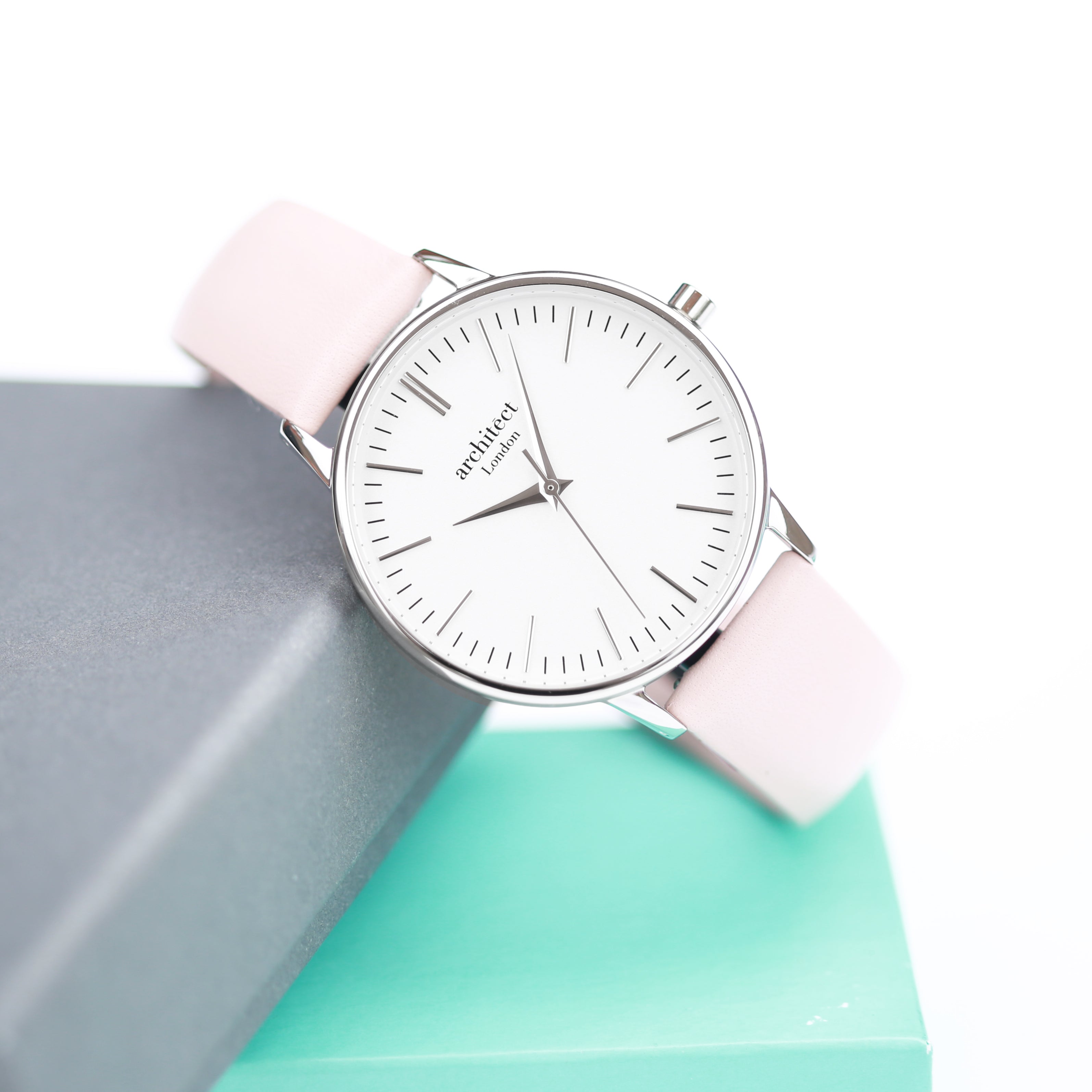 Bespoke Architect Blanc Watch Silver Light Pink Strap - Shop Watches At Gift Moments - 6