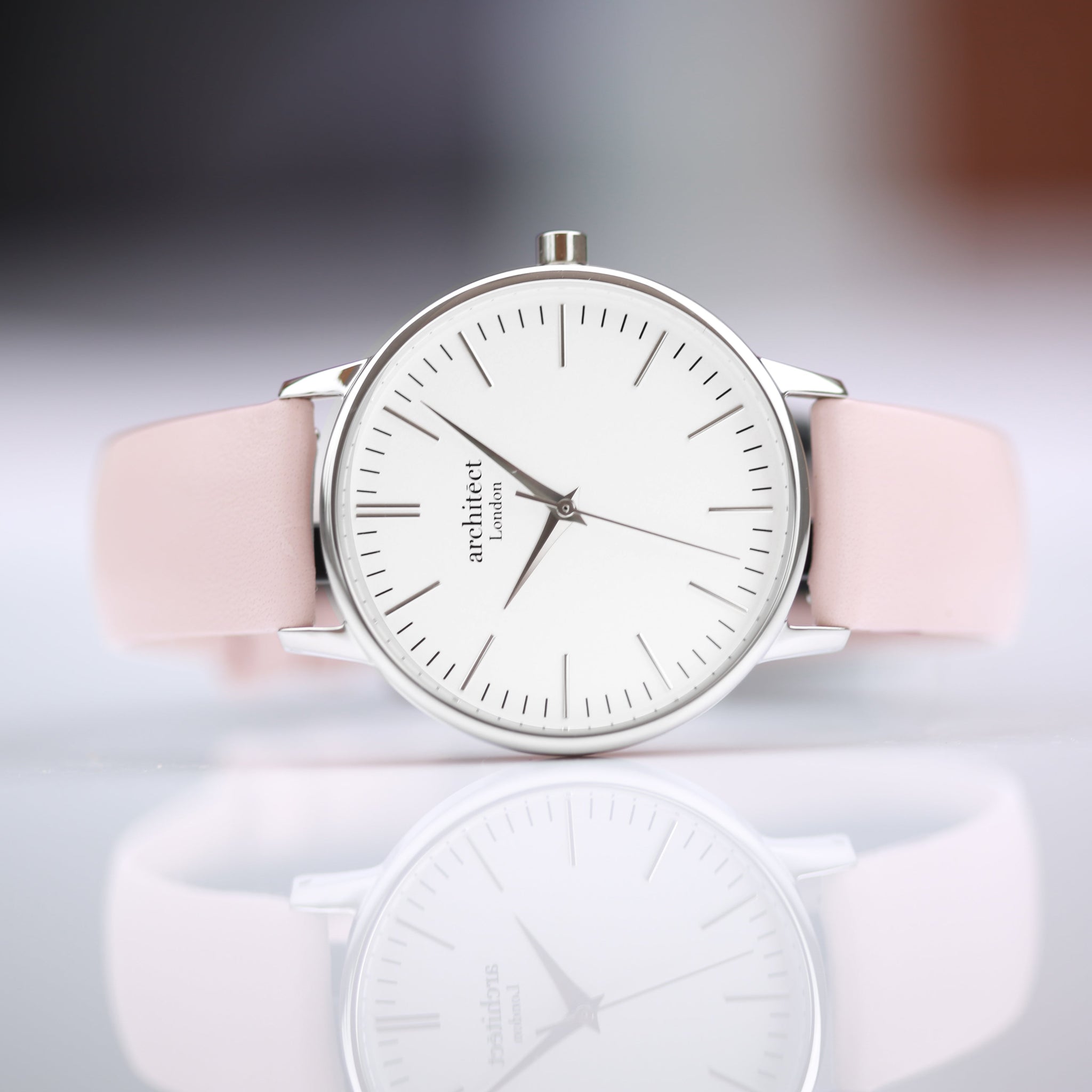 Bespoke Architect Blanc Watch Silver Light Pink Strap: 5 - Watches By Architect Watches