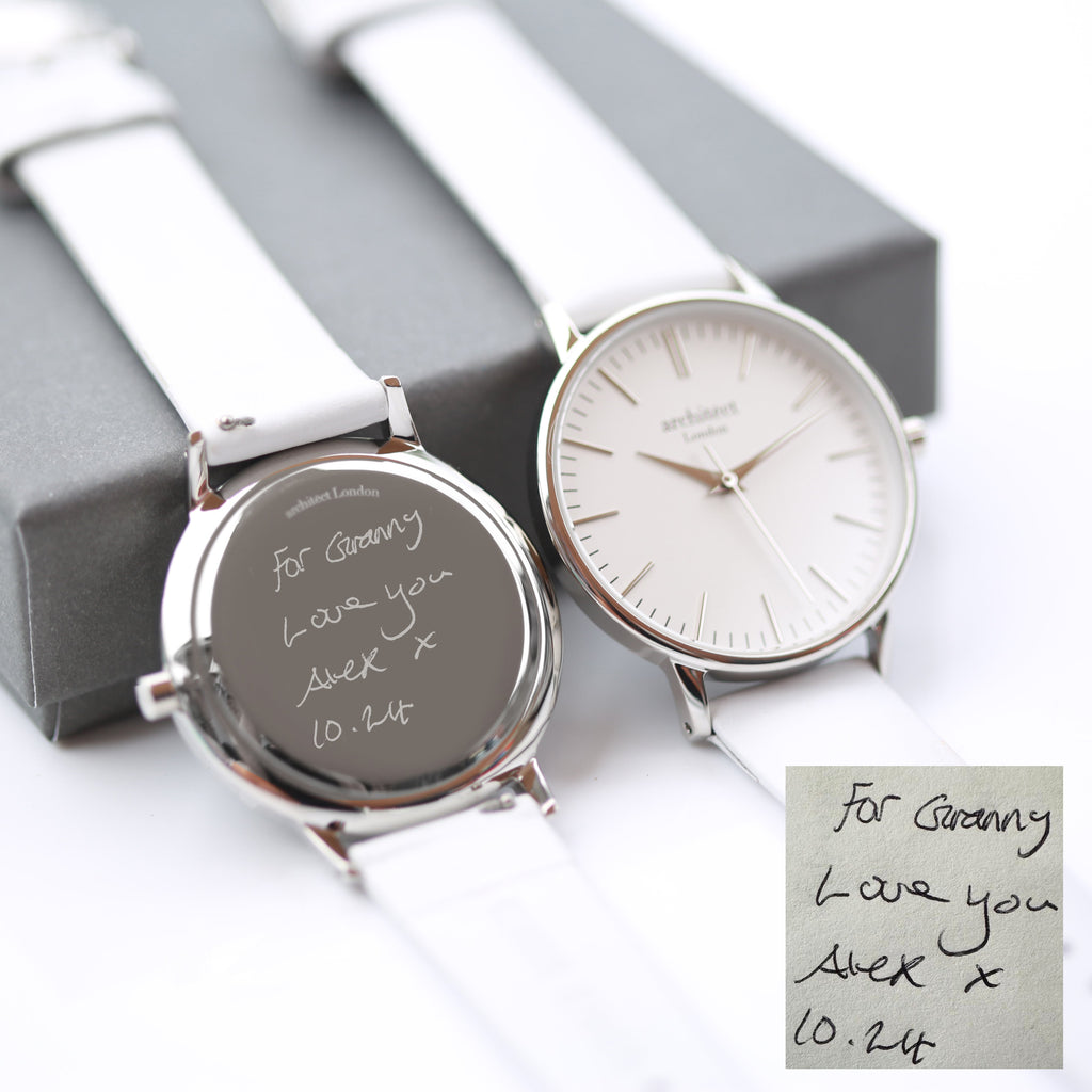 Bespoke Architect Blanc Watch Silver White Strap - Shop Watches At Gift Moments - 4