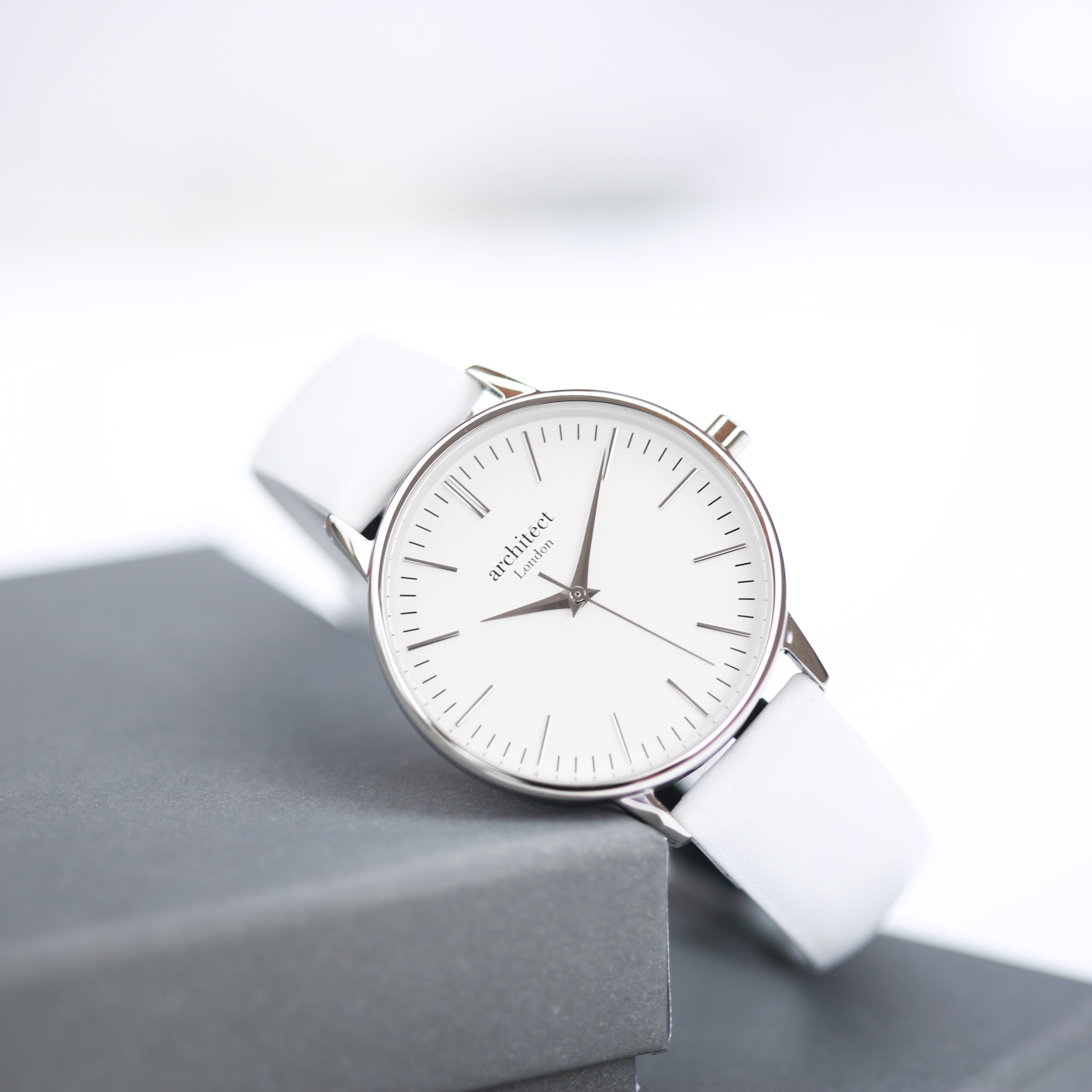 Bespoke Architect Blanc Watch Silver White Strap - Shop Watches At Gift Moments - 3