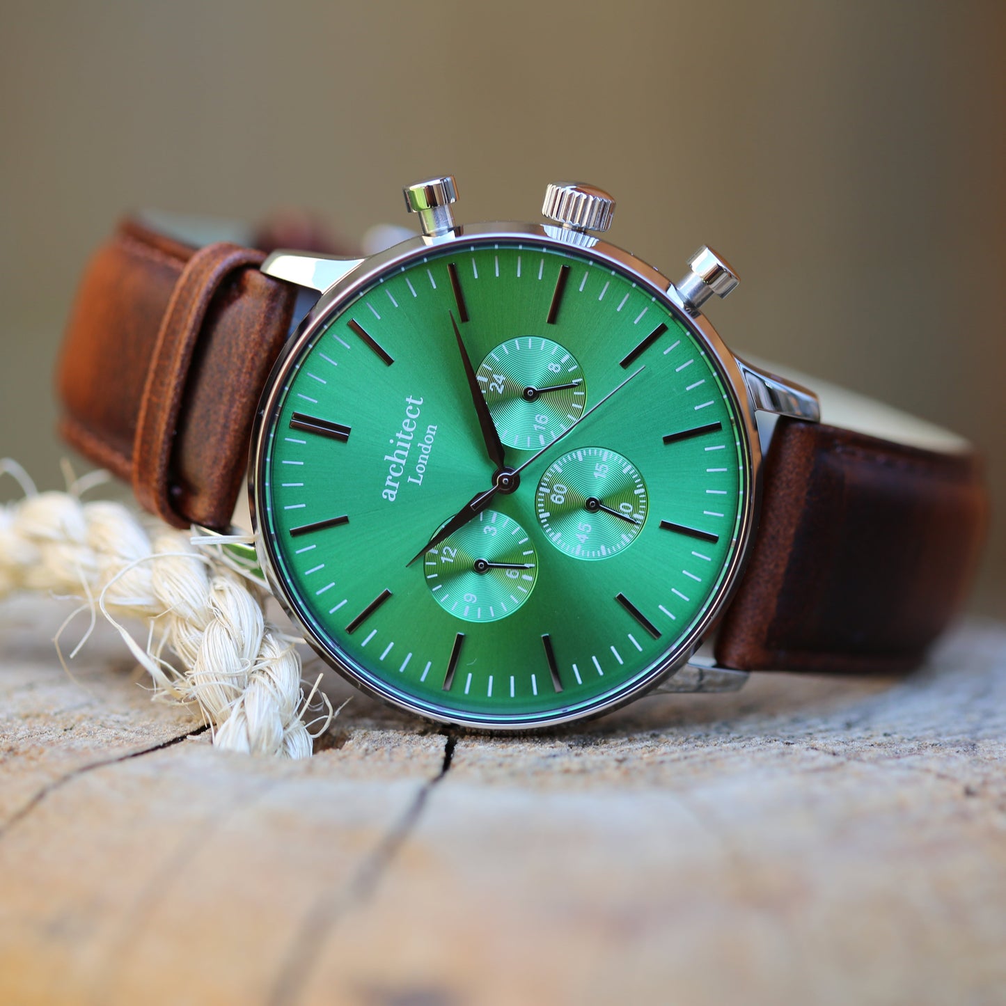 Bespoke Men’s Architect Green Motivator Walnut Contactless Payment Watch: 3 - Watches By Architect Watches