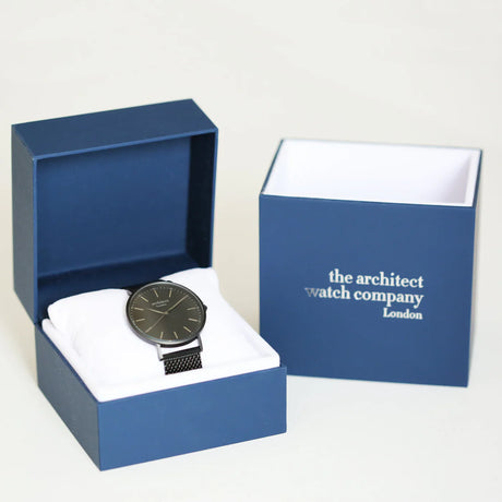 Bespoke Men’s Architect Minimalist Watch Pitch Black Mesh: 3 - Watches By Architect Watches