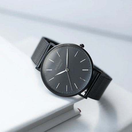 Bespoke Men’s Architect Minimalist Watch Pitch Black Mesh: 5 - Watches By Architect Watches