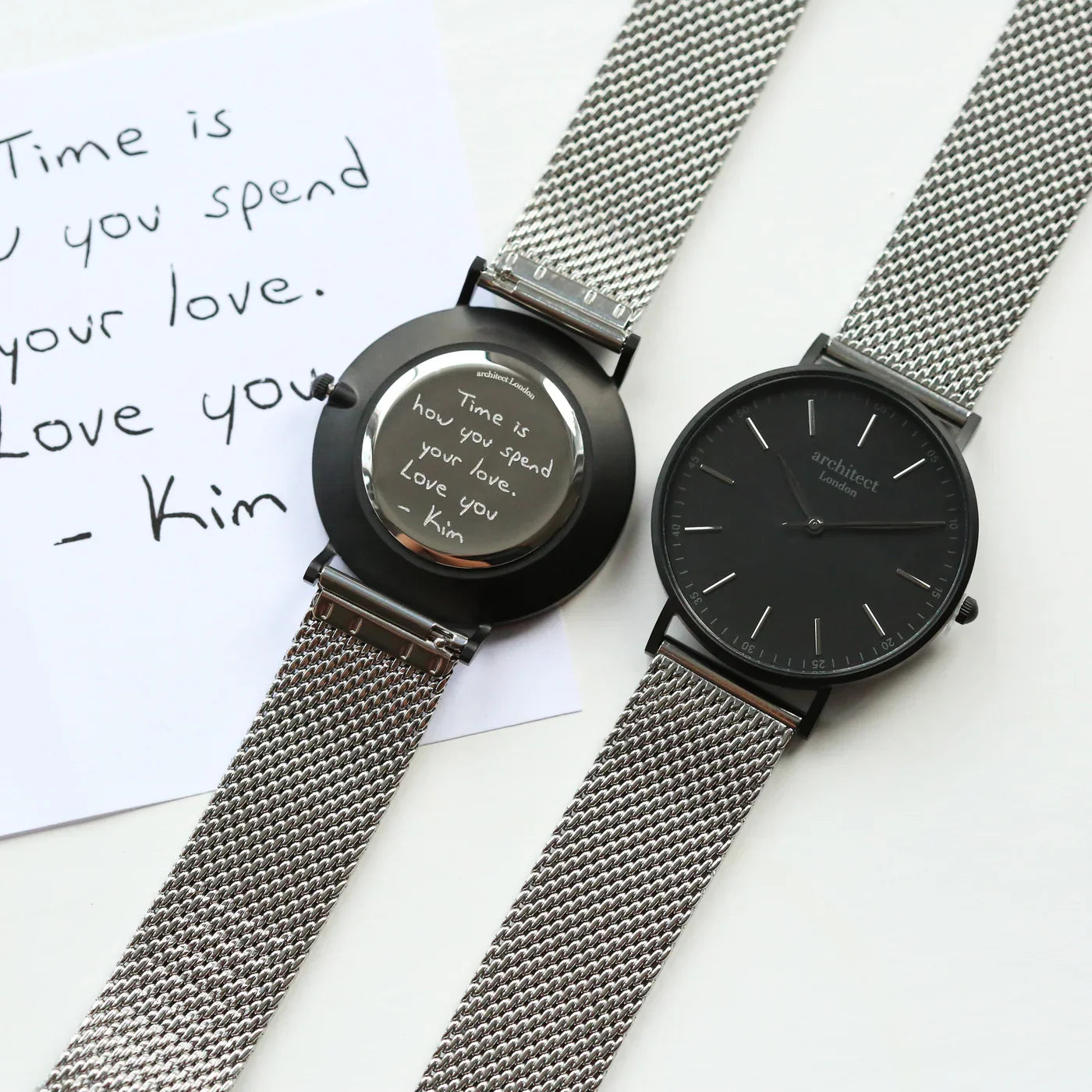 Bespoke Men’s Architect Minimalist Watch Silver Mesh - Shop Watches At Gift Moments - 1