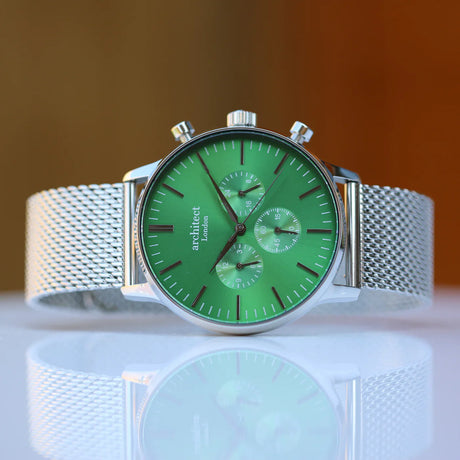 Bespoke Men’s Architect Motivator Green Silver: 4 - Watches By Architect Watches