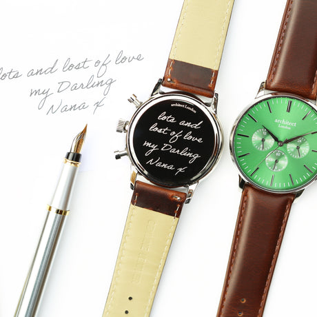 Bespoke Men’s Architect Motivator Watch Green Walnut: 2 - Watches By Architect Watches