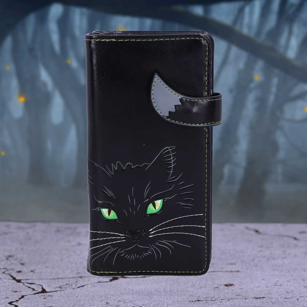 Black Lucky Cat Purse Embossed Eye Tail Wallet - Shop Purses At Gift Moments - 1