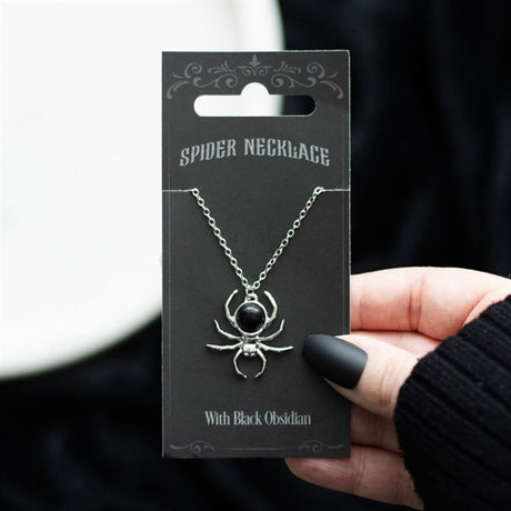 Black Obsidian Spider Pendant Necklace: 1 - Necklaces By Gift Moments