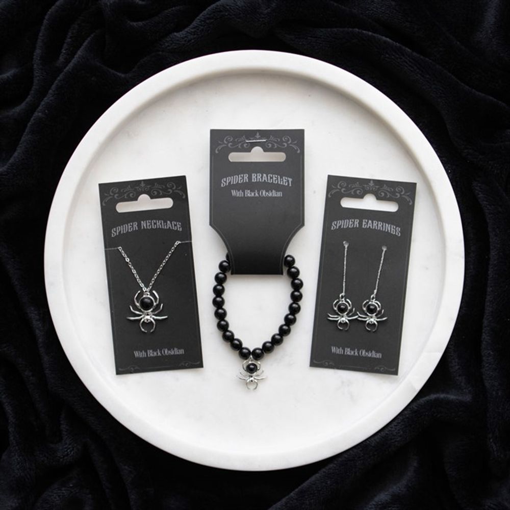 Black Obsidian Spider Pendant Necklace: 5 - Necklaces By Gift Moments