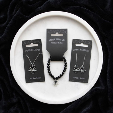 Black Obsidian Spider Pendant Necklace: 5 - Necklaces By Gift Moments
