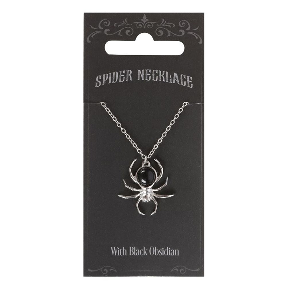 Black Obsidian Spider Pendant Necklace: 2 - Necklaces By Gift Moments