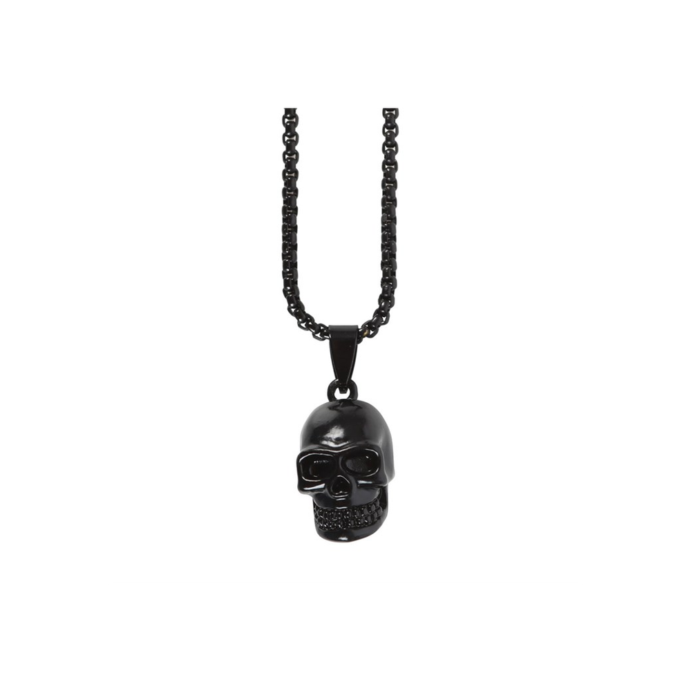 Black Stainless Steel Skull Pendant Necklace: 3 - Necklaces By Gift Moments