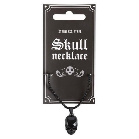 Black Stainless Steel Skull Pendant Necklace: 1 - Necklaces By Gift Moments
