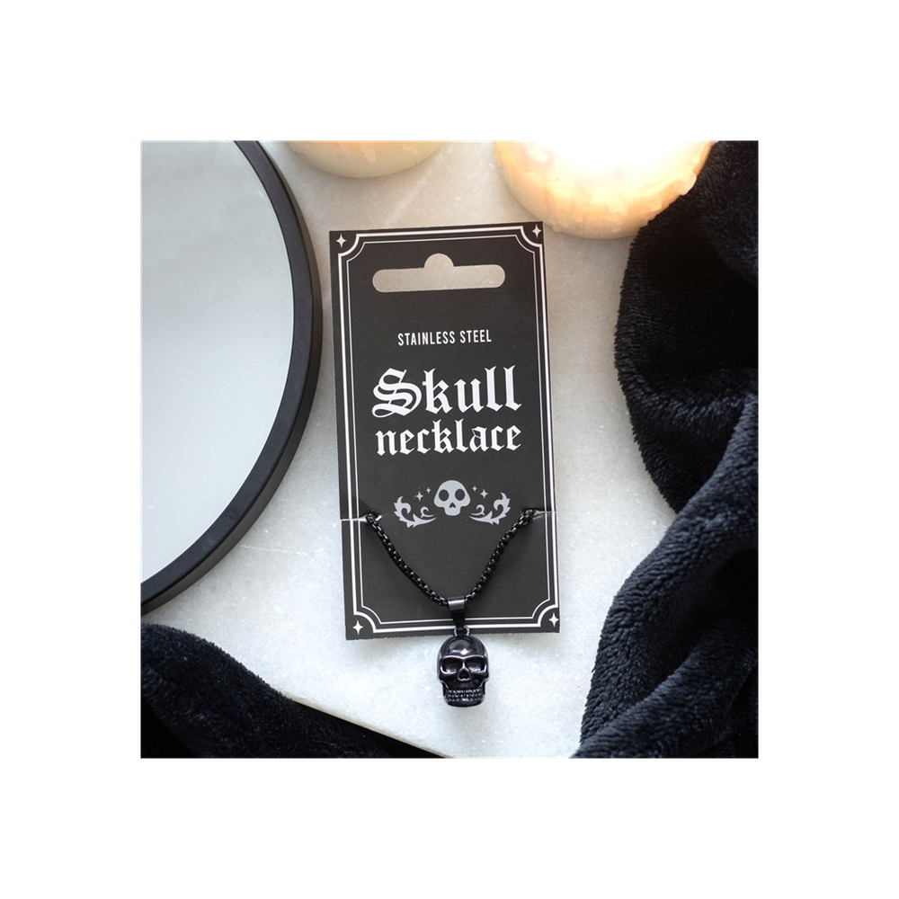 Black Stainless Steel Skull Pendant Necklace: 2 - Necklaces By Gift Moments