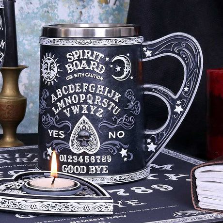 Black and White Spirit Board Tankard Mug: 1 - Tankards By NN Designs