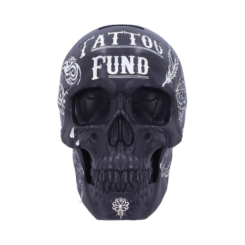 Black and White Traditional Tribal Tattoo Fund Skull - Shop Money Boxes At Gift Moments - 5