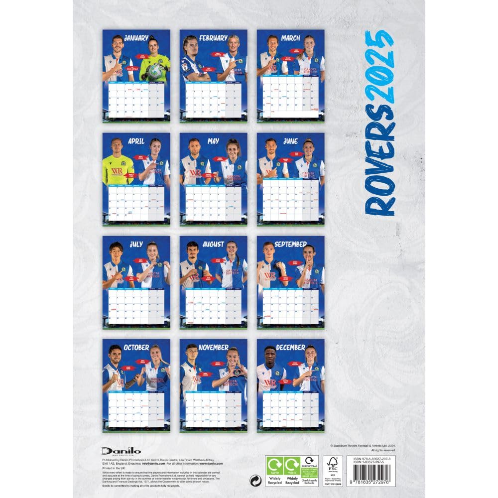 Blackburn Rovers FC A3 Calendar 2025: 4 - Calendars & Planners By Blackburn Rovers