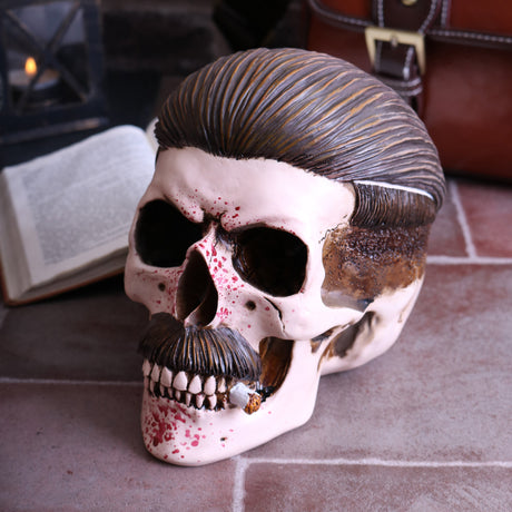 Blood Spattered Criminal Henchman Skull Smoking Figurine: 1 - Figurines Medium (15-29cm) By NN Designs