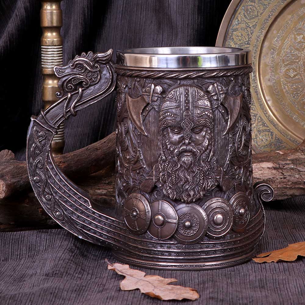 Bronze Drakkar Dragon Boat Viking Tankard - Shop Tankards At Gift Moments - 1
