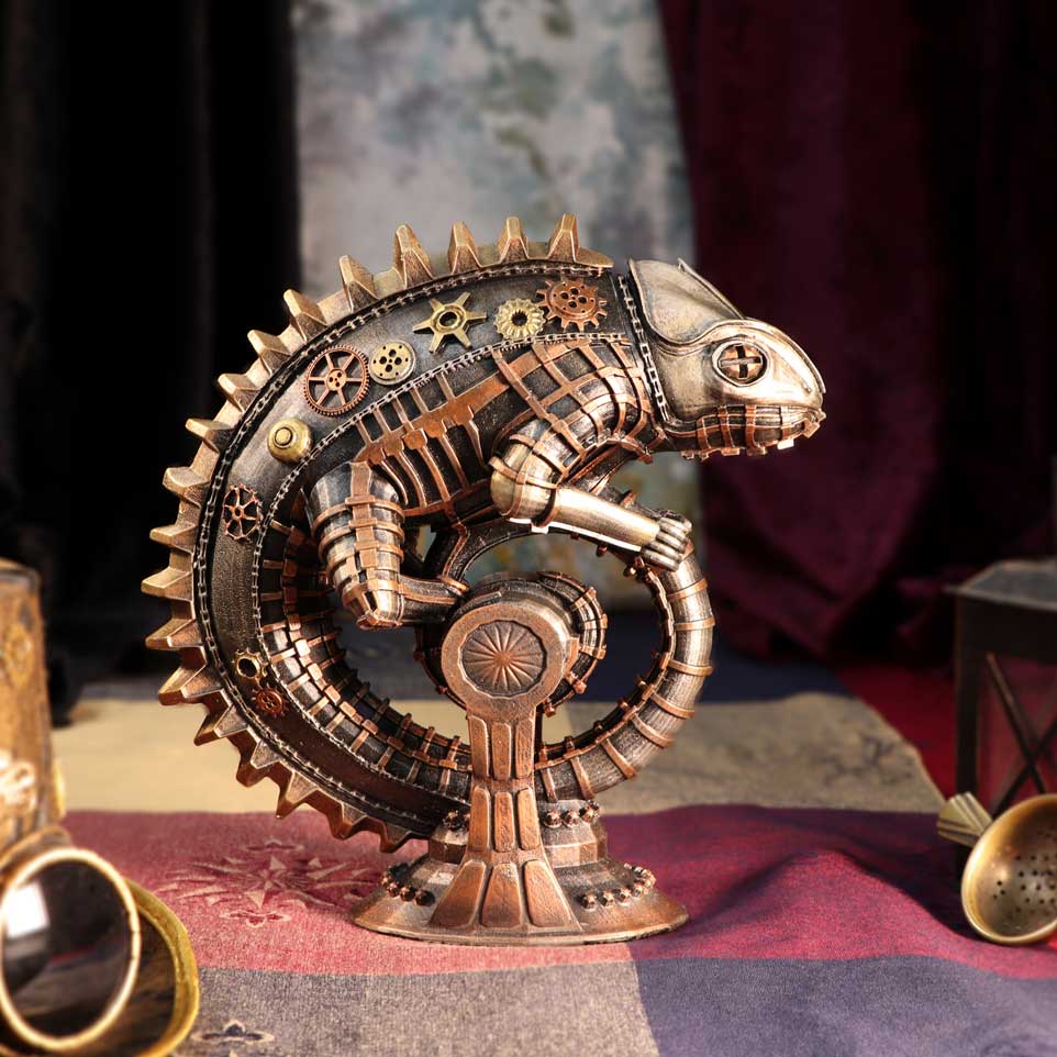 Bronze Mechanical Chameleon Steampunk Lizard Figurine: 1 - Figures & Collectables By Gift Moments