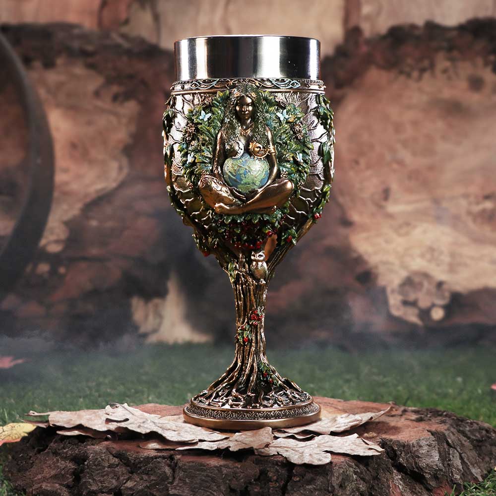 Bronze Mother Earth Goblet 20cm: 1 - Goblets & Chalices By NN Designs