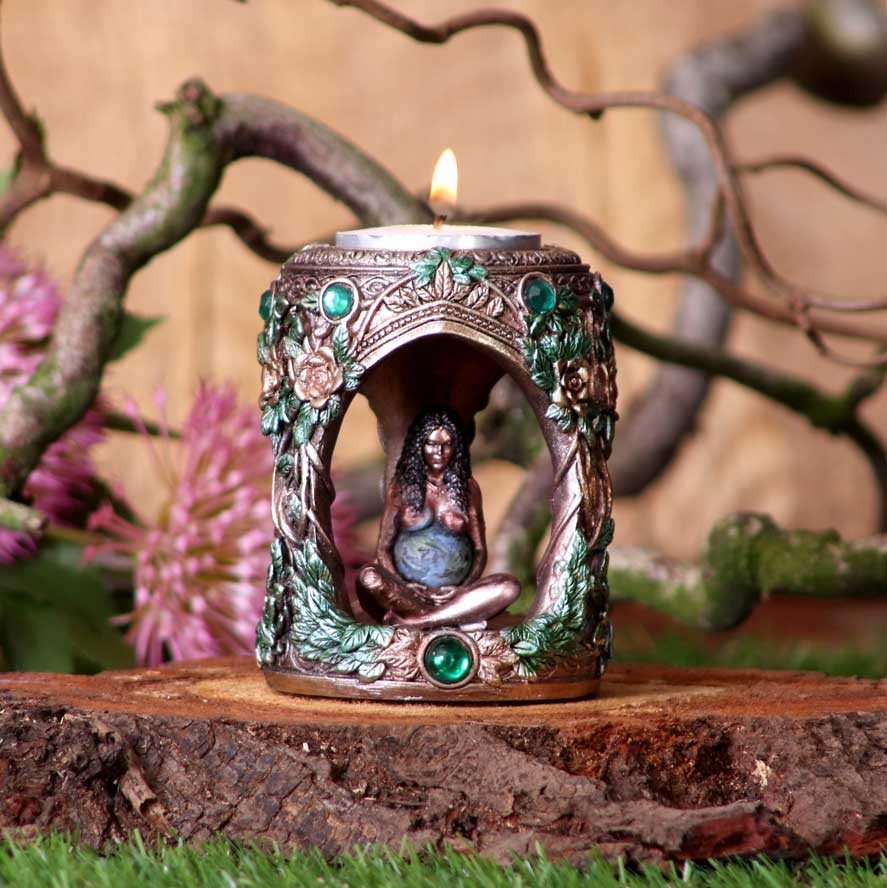 Bronze Mother Earth Tea Light Holder 7cm: 1 - Candles & Holders By NN Designs