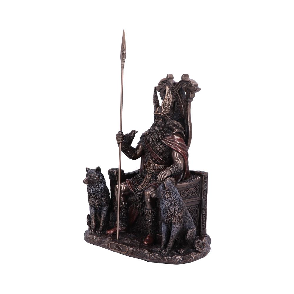 Bronze Odin All Father Wolves and Throne Figurine: 3 - Figures & Collectables By Gift Moments