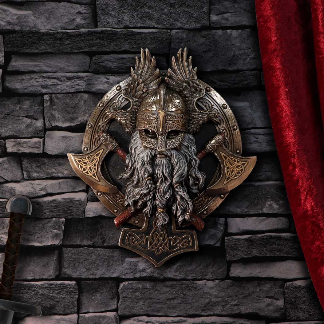 Bronze For Valhalla Viking Axe Hammer Raven Wall Plaque: 1 - Wall Hanging Sculptures By Gift Moments