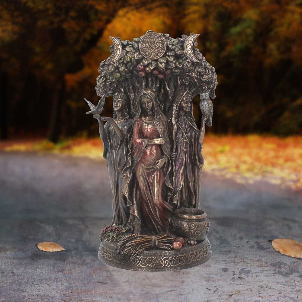 Bronzed Maiden Mother Crone Triple Moon Figurine: 1 - Figures & Collectables By Gift Moments