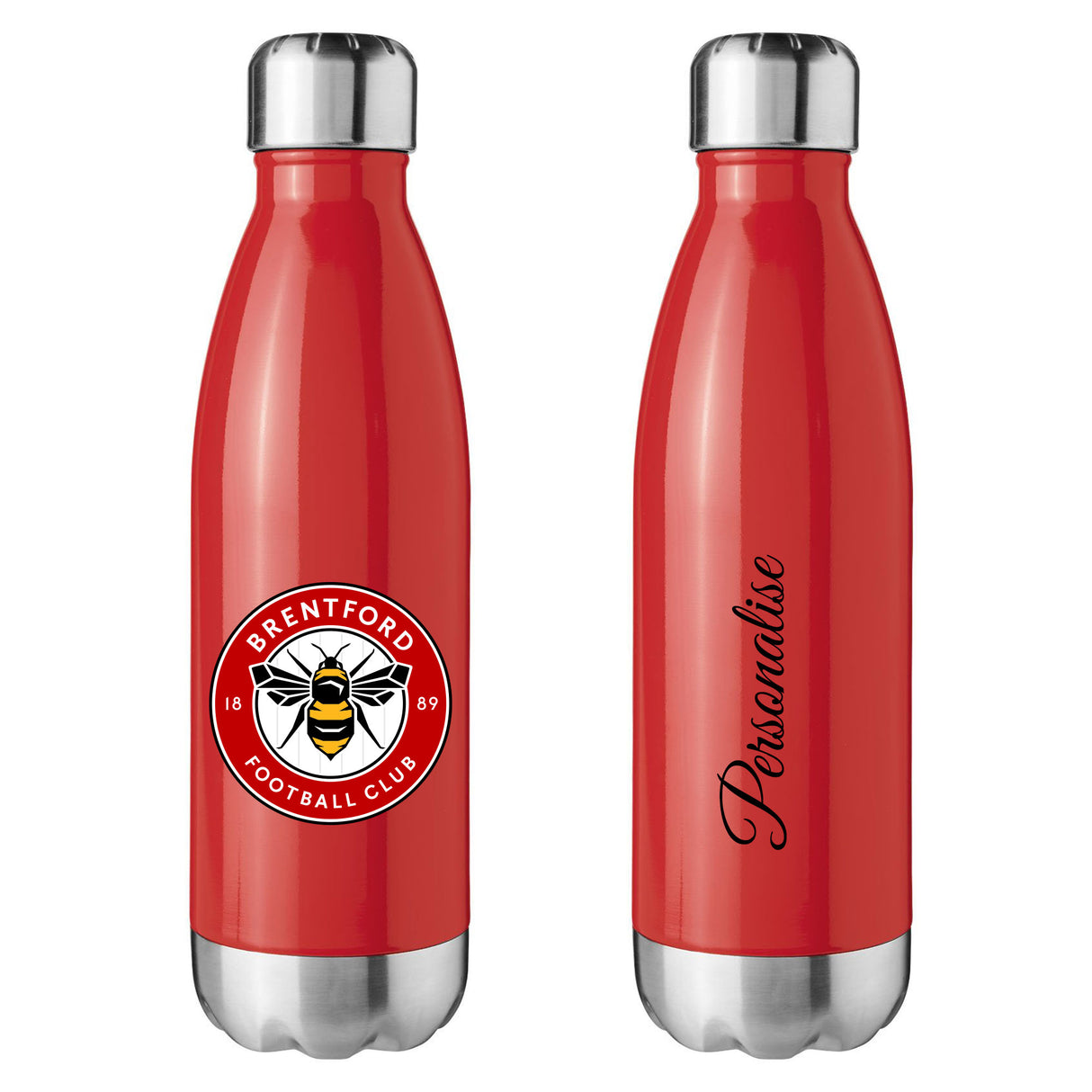 Personalised Brentford FC Crest Red Insulated Water Bottle