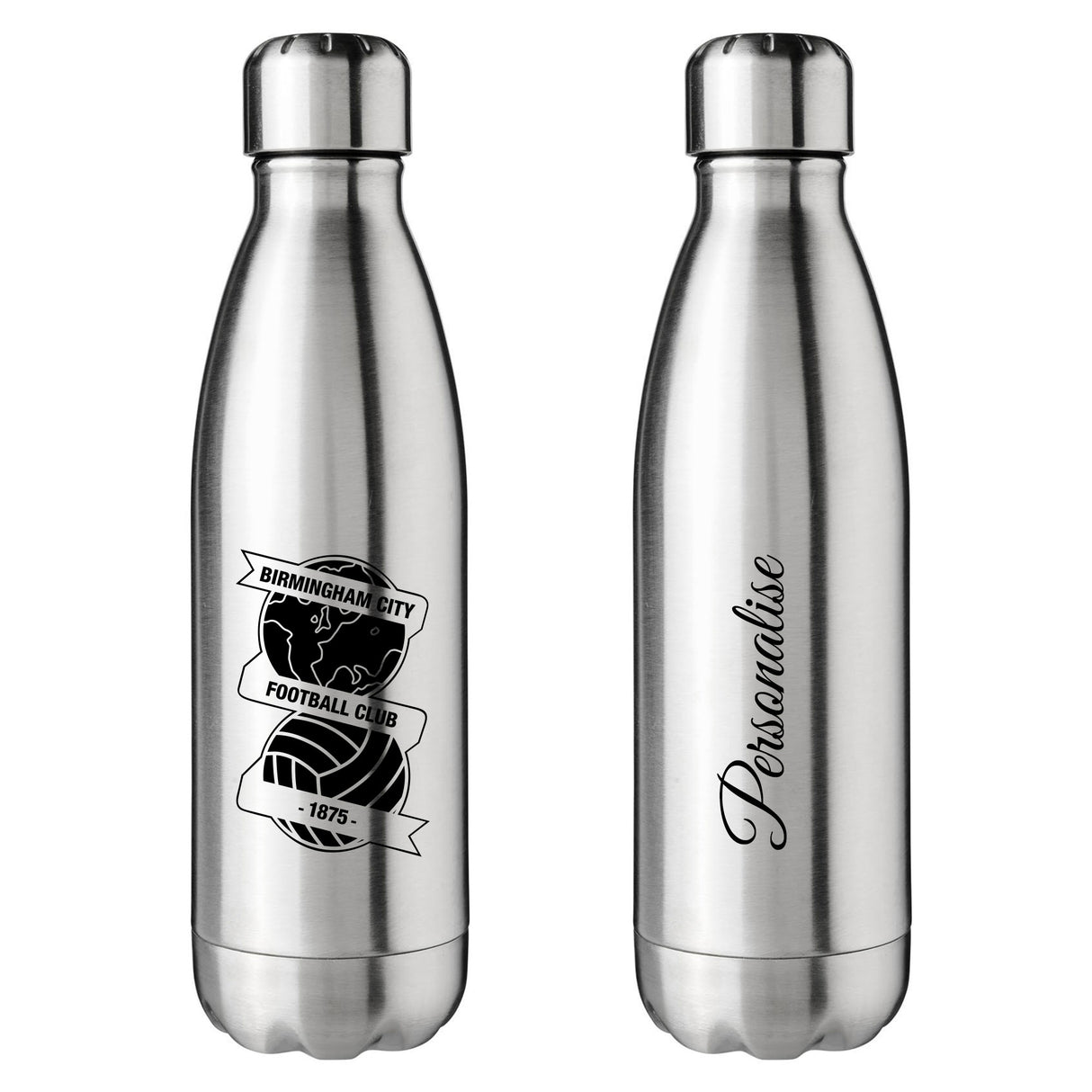 Personalised Birmingham City FC Crest Silver Insulated Water Bottle