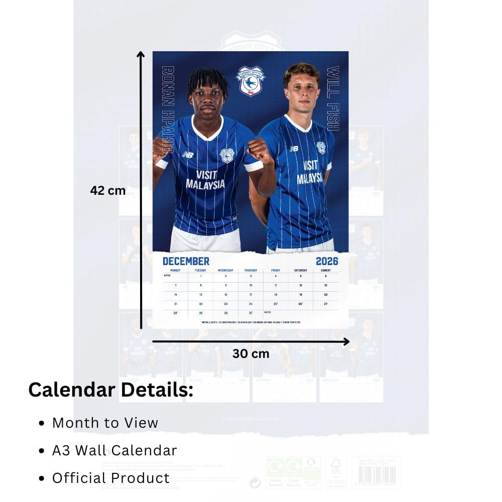 Cardiff City FC A3 Calendar 2026: 5 - Calendars By Cardiff City