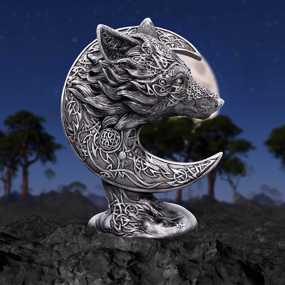 Celtic Crescent Wolf and Moon Ornament - Shop Figurines Medium (15-29cm) At Gift Moments - 1