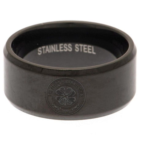Celtic FC Black IP Ring Large: 2 - Jewellery By Celtic