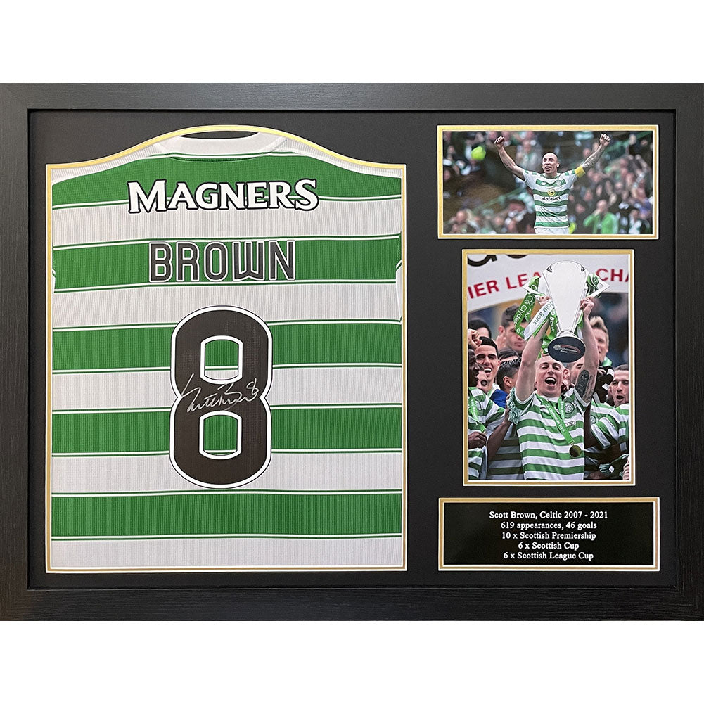 Celtic FC Brown Signed Shirt (Framed): 1 - Signed Memorabilia By Celtic