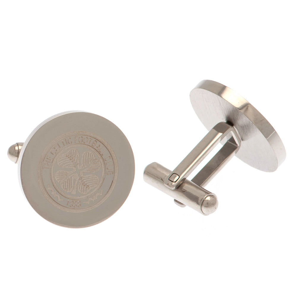Celtic FC Stainless Steel Round Cufflinks: 2 - Cufflinks & Tie Slides By Celtic