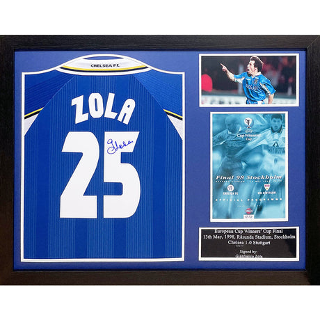 Framed Chelsea FC 1998 Zola Signed Shirt: 1 - Signed Memorabilia By Chelsea