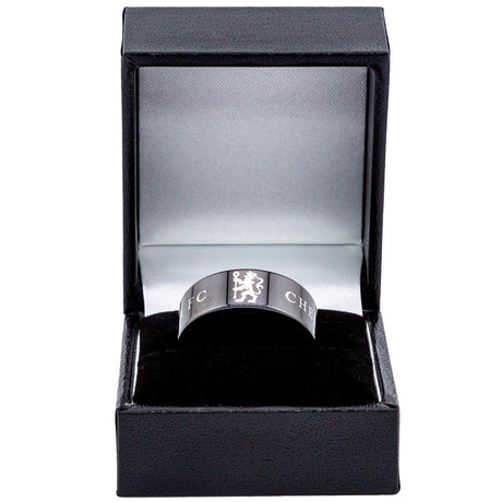 Chelsea FC Black Ceramic Ring X Size: 1 - Jewellery By Chelsea