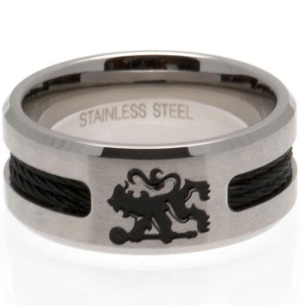 Chelsea FC Black Inlay Ring Medium: 1 - Jewellery By Chelsea